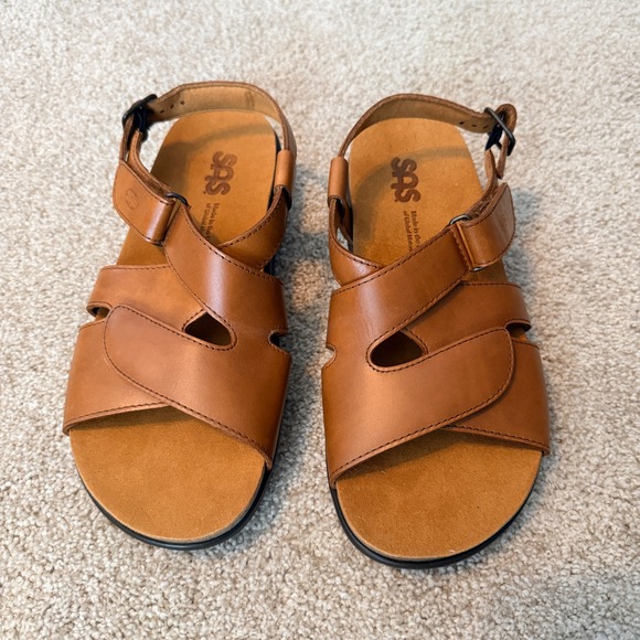 SAS Shoes - SAS Huggy Leather Comfort Sandals Women 8.5 W Tan Tripad Walking Shoes New
